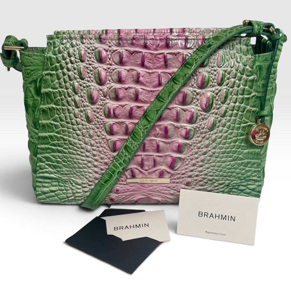 NEW Brahmin Hillary Crossbody Apple Blush Croc Embossed Leather Discontinued